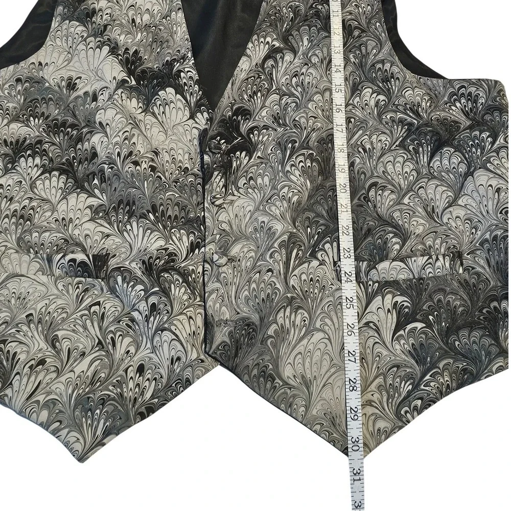 Michael Kensinger‎ Mens Marbled Feather Print Formal Vest Grey Black 3XL